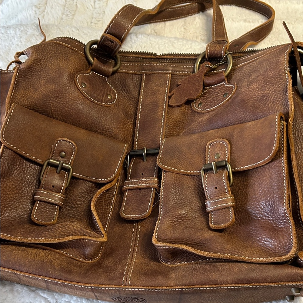 Brown Leather Roots Bag